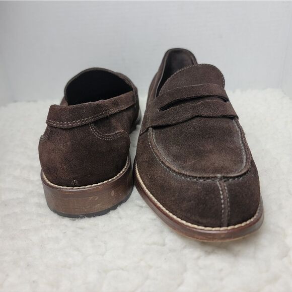 Testoni Basic Men’s 11M Brown Suede Penny Loafers Slip On Dress Shoes main image 4